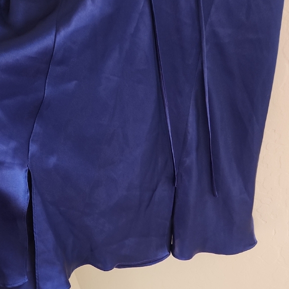 Satin Lace-Up Chemise in Deep Blue - Picture 3 of 6